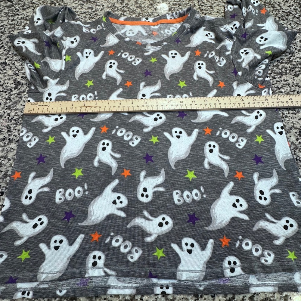 Celebrate Halloween PJs Ghost Boo Pajama Set Women L 12-14 Gray Long Sleeve - Picture 3 of 12